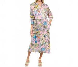 NEW UNCLE FRANK the monkey business midi shirt dress in pink